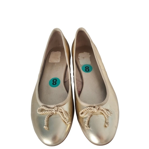 Gold Leather Ballet Flats Trending Size 8M - Picture 3 of 6